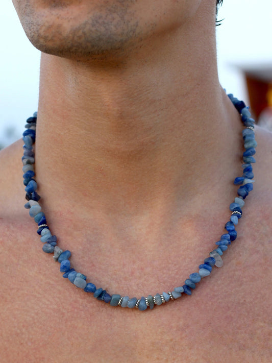 Mens Kyanite beaded Necklace | handmade - Nalika Jewelry