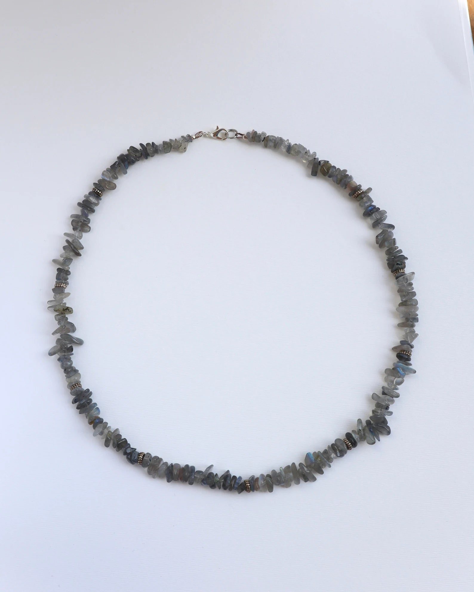 Mens Labradorite beaded Necklace | handmade - Nalika Jewelry