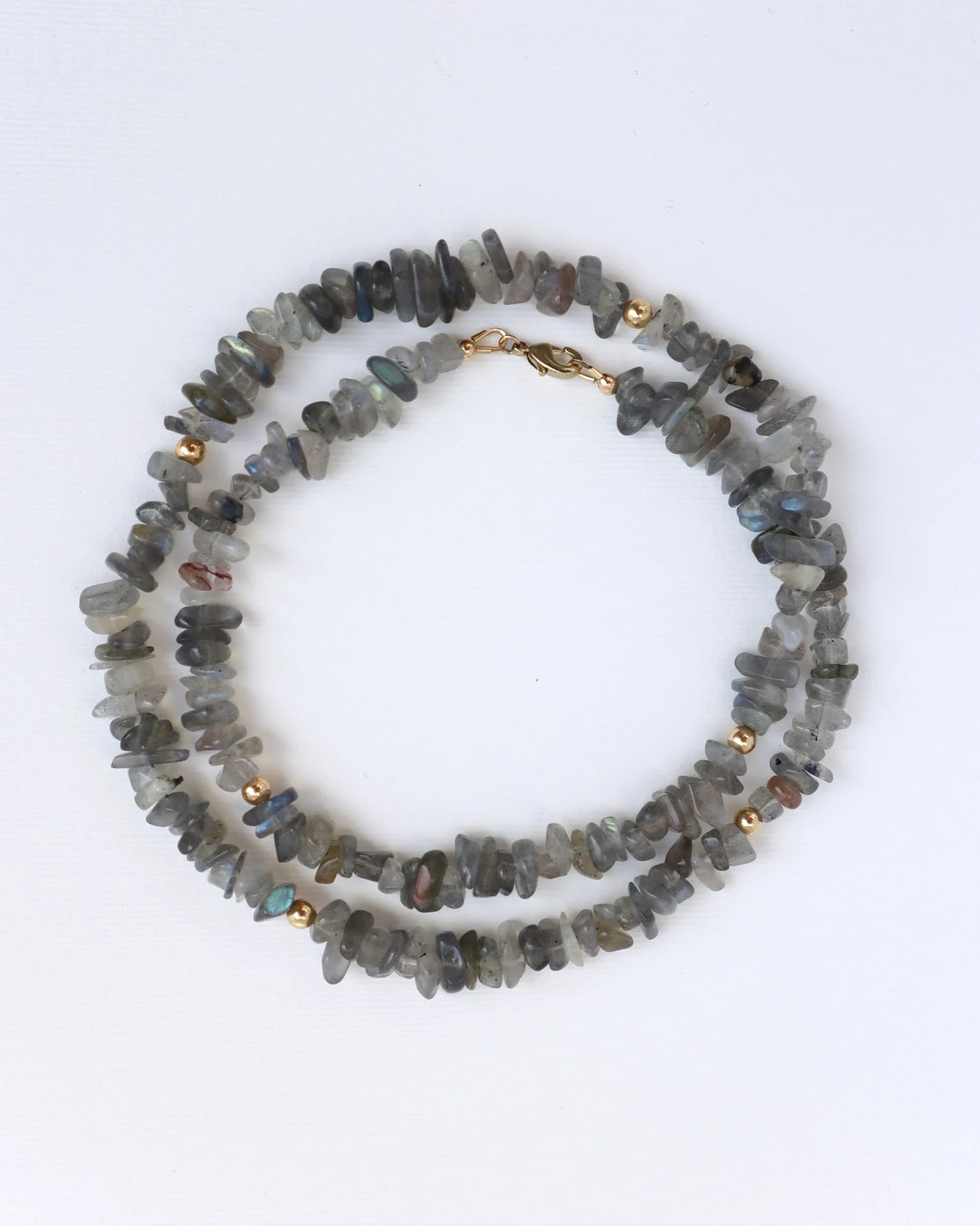 Mens Labradorite beaded Necklace | 14k Gold-Filled | handmade - Nalika Jewelry