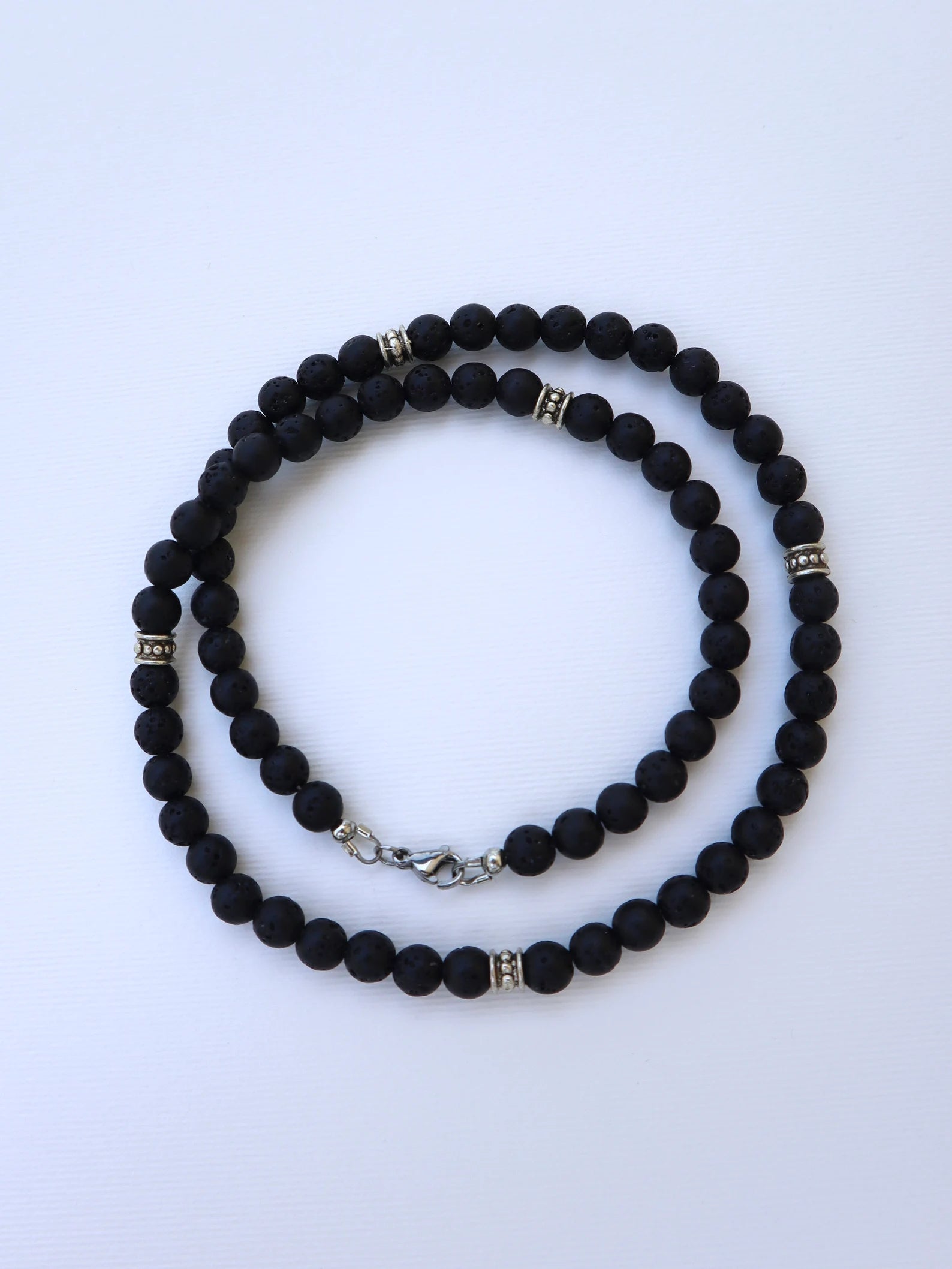 Mens Lava Stone beaded Necklace | handmade - Nalika Jewelry