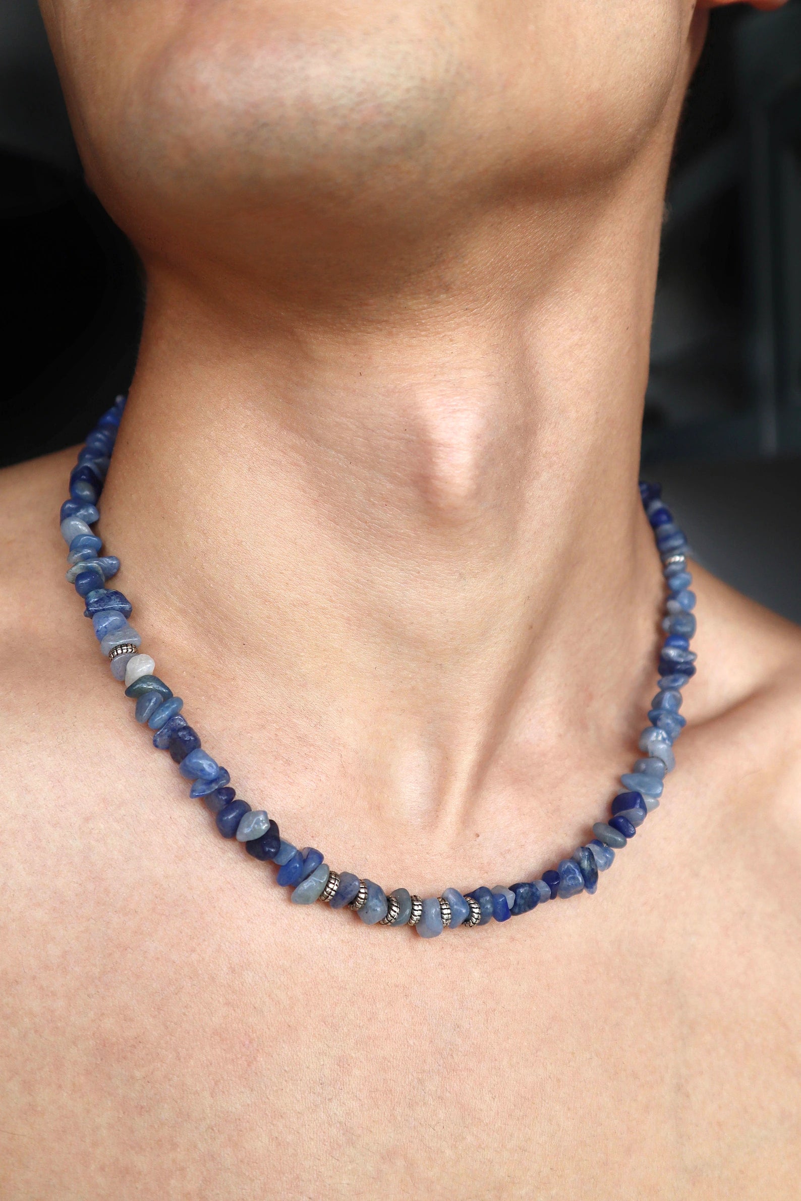 Mens Kyanite beaded Necklace - Nalika Jewelry