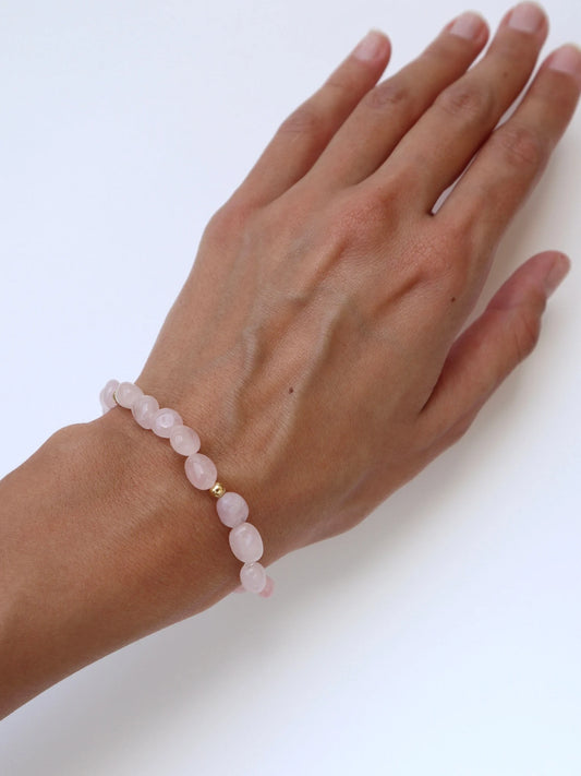 Rose Quartz Bracelet | 14k gold-filled - Nalika Jewelry